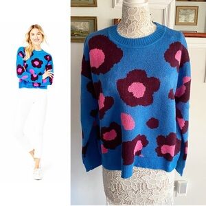LILLY PULITZER Ferrara Sweater Growl and Prowl Jacquard Print XL NWT $138